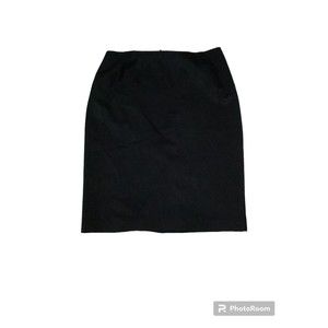 Lafayette 148 New York Black Virgin Wool High Waist Pencil Skirt